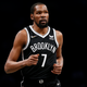 Brooklyn Nets forward Kevin Durant (7) against the New Orleans Pelicans during the first half of an NBA basketball game, Saturday, Jan. 15, 2022 in New York.